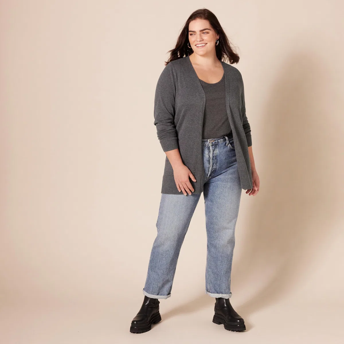 Amazon Essentials Donna Cardigan Leggero Aperto sul Davanti (Disponibile in Taglie Forti)