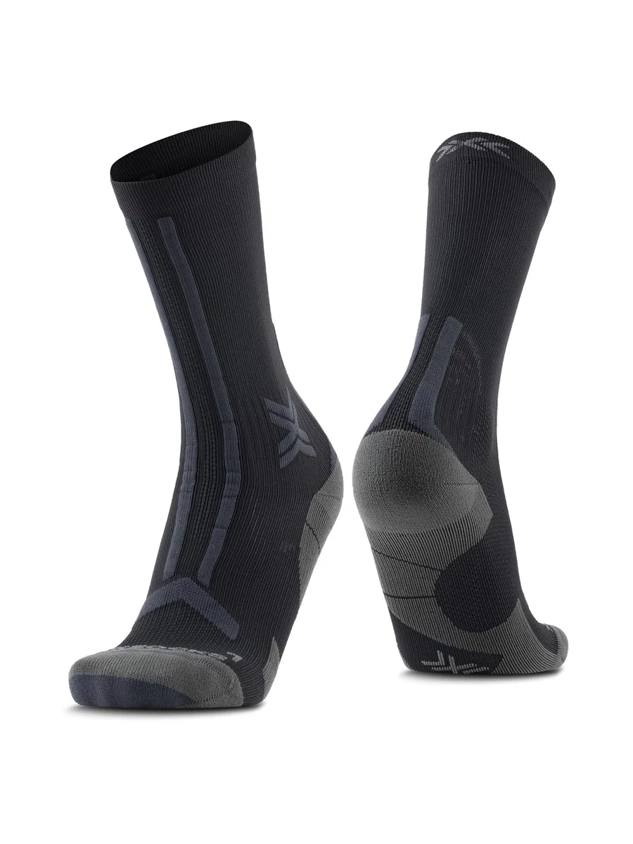 X-Socks Trailrun Discover Crew Calzini - Traspirante & Protettivi per Trail Running - Protezione Tendine d'Achille & Ristoro, Canale di Aerazione - Blu/Nero, 45 - Nero/Charcoal, 35-38