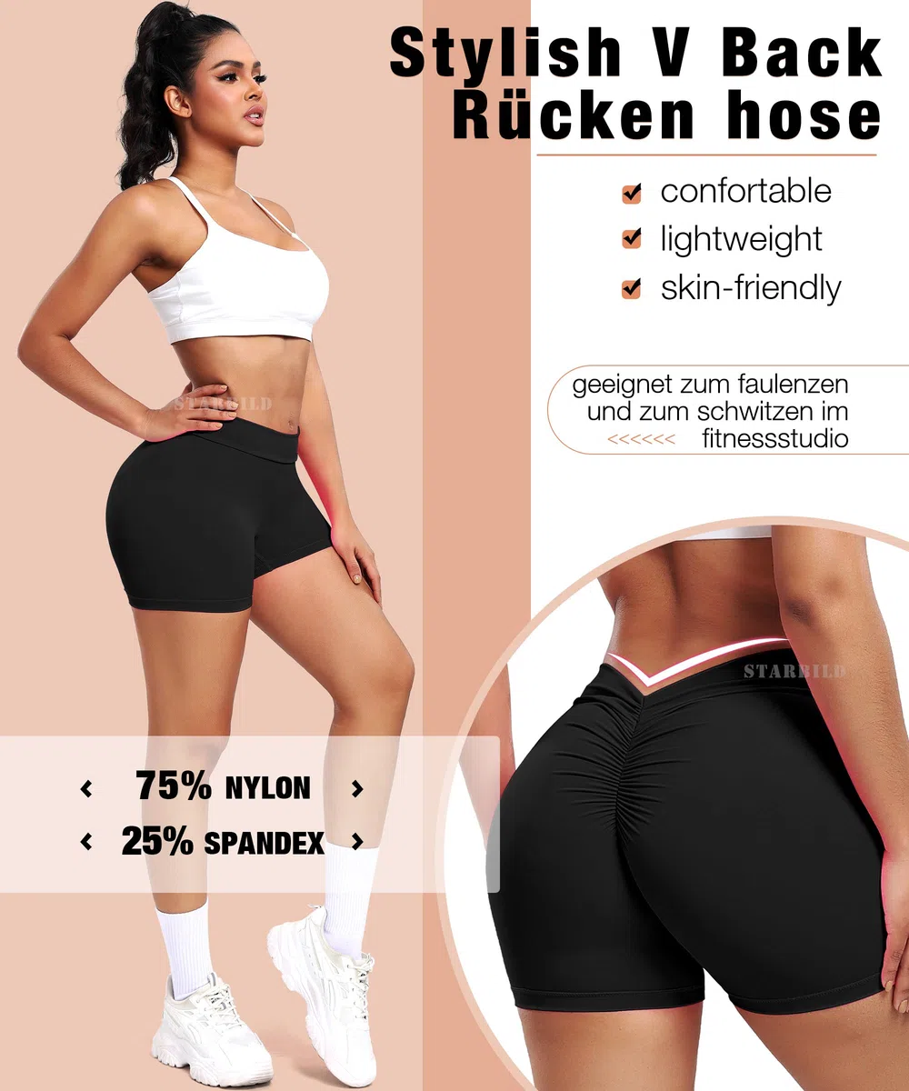 STARBILD Pantaloncini Donna Sportivi Scrunch, Leggins Corti Vita Alta Push Up, Booty Shorts Hot Pants per Palestra Fitness Yoga