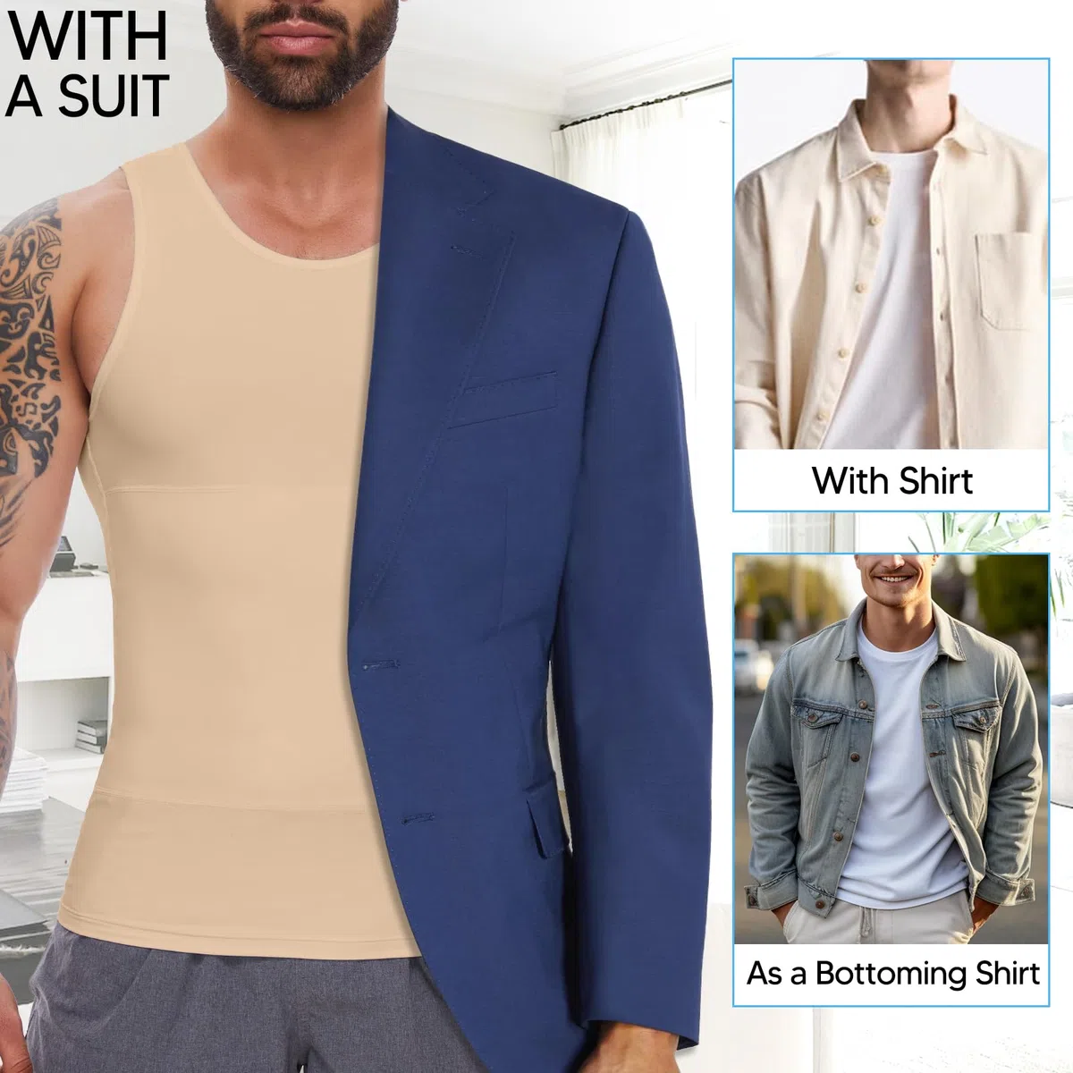 SLIMBELLE Canotta Contenitiva Uomo Elasticizzata Maglia Dimagrante Fascia Pancia Senza Maniche Palestra Shapewear