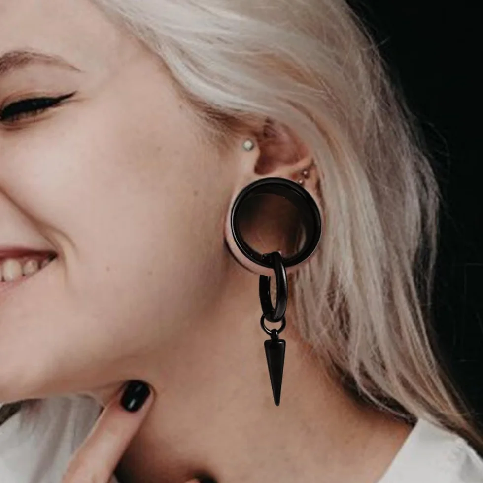 DOEARKO Dilatatori Lobo 1 Paia Dilatatore Piercing Orecchio in Acciaio Inossidabile Nero Cerchio Ear Stretching Piercing Corpo Gioielli per Uomini e Donne 8-22mm