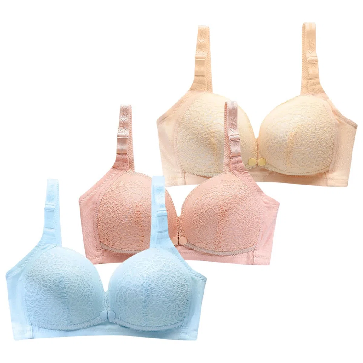 Reggiseno Allattamento Push Up Imbottito 3pcs Reggiseno da allattamento Pizzo senza ferretto con Spalline Regolabili Reggiseno Premaman Gravidanza e Sonno