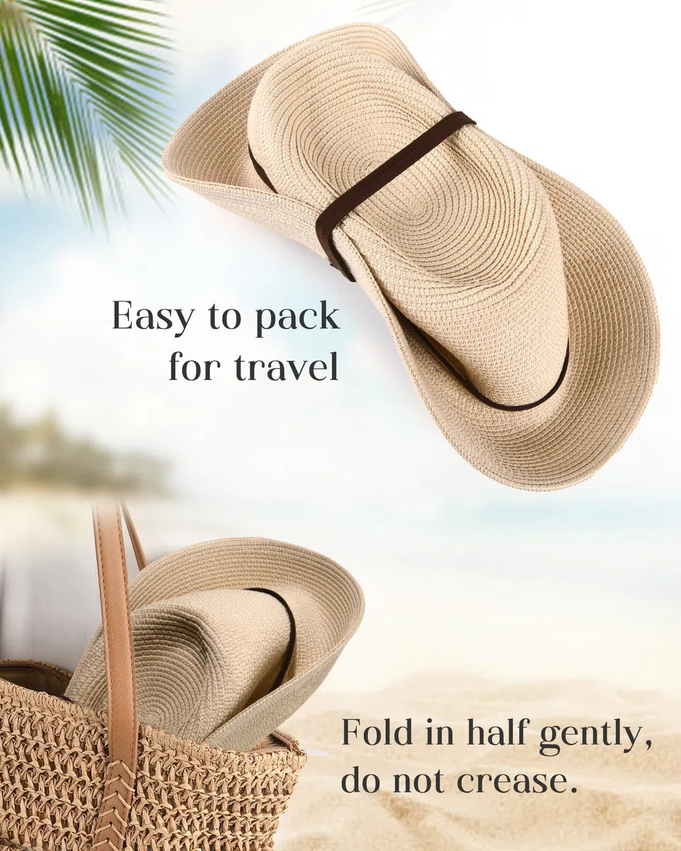 FURTALK Cappello unisex a tesa larga, cappello estivo con protezione UV, cappello da sole con sottogola, cappello da spiaggia per uomo e donna, cappello di paglia regolabile