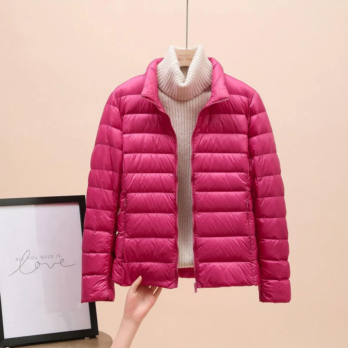 Giacca da Donna Invernale con Cappuccio, Moda Donna Tinte Unite, Piumini Cerniera con Tasche Classic - Coat Caratteristico Unico