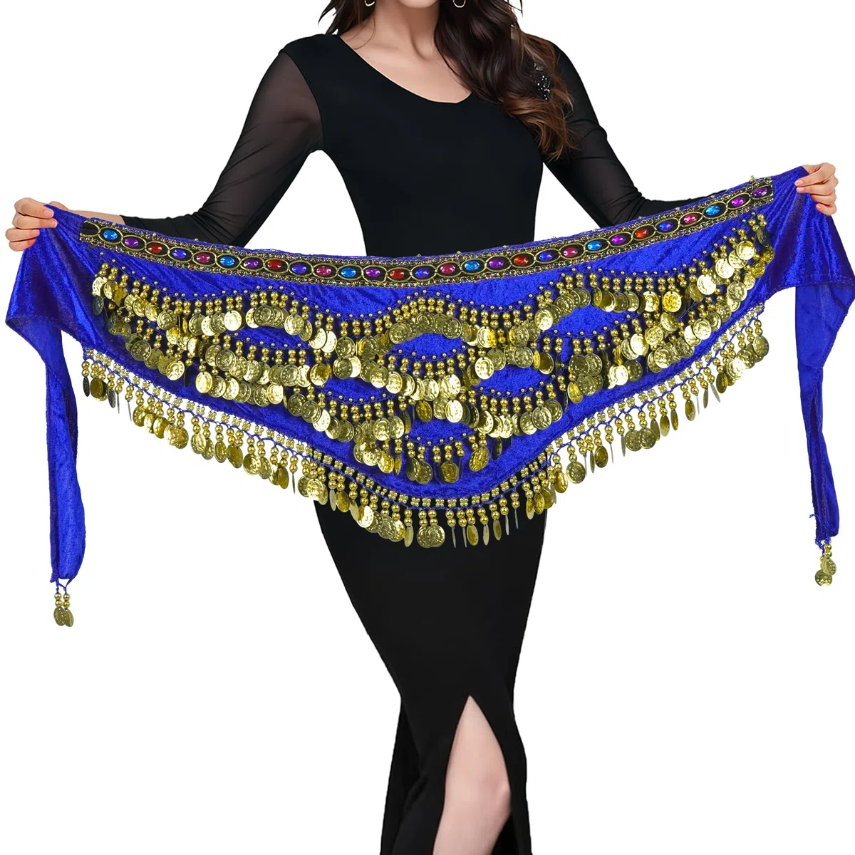 Costume da danza del ventre, da donna, gonna, cintura con monete