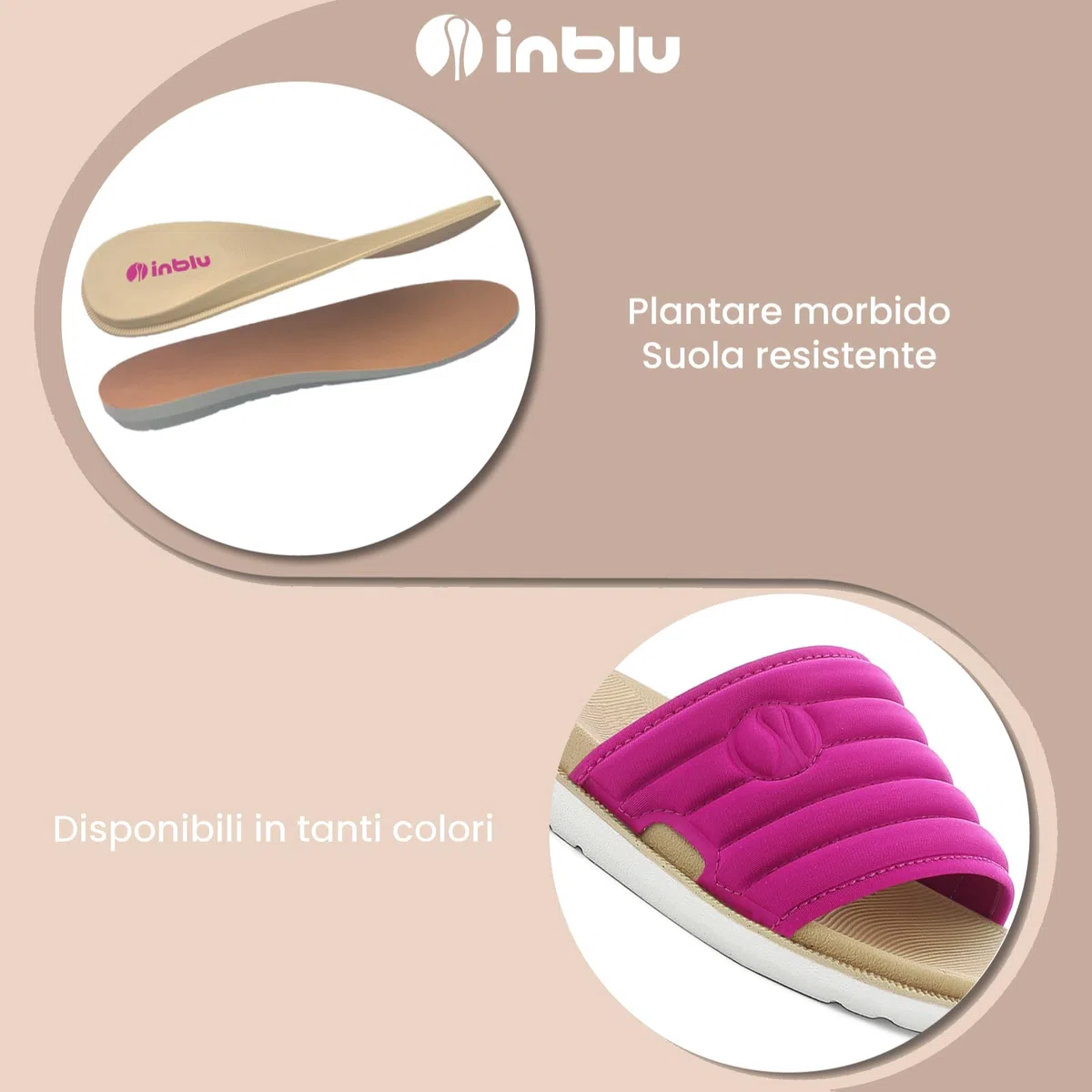 inblu Ciabatte Donna Con Fascia Colorata Morbida, Dual Density Sandali a ciabattaDonna
