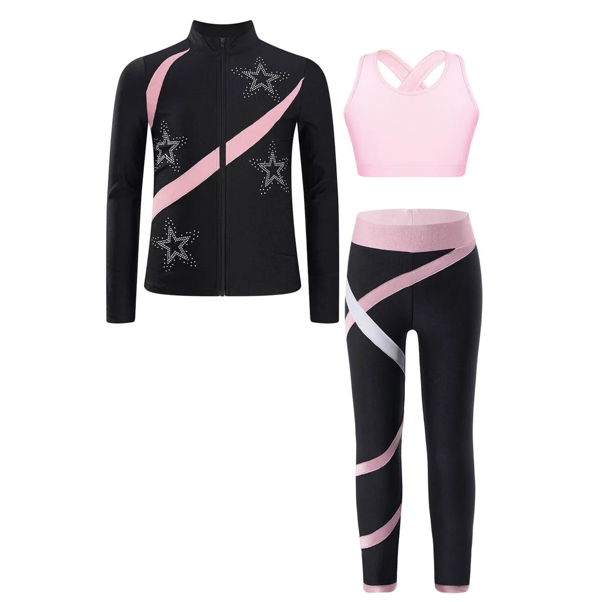 Oyolan Bambino Ragazza Set Sport Tuta Canotta Leggings Palestra Tenuta Ginnastica Pattinaggio Danza Allenamento 5-16 Anni
