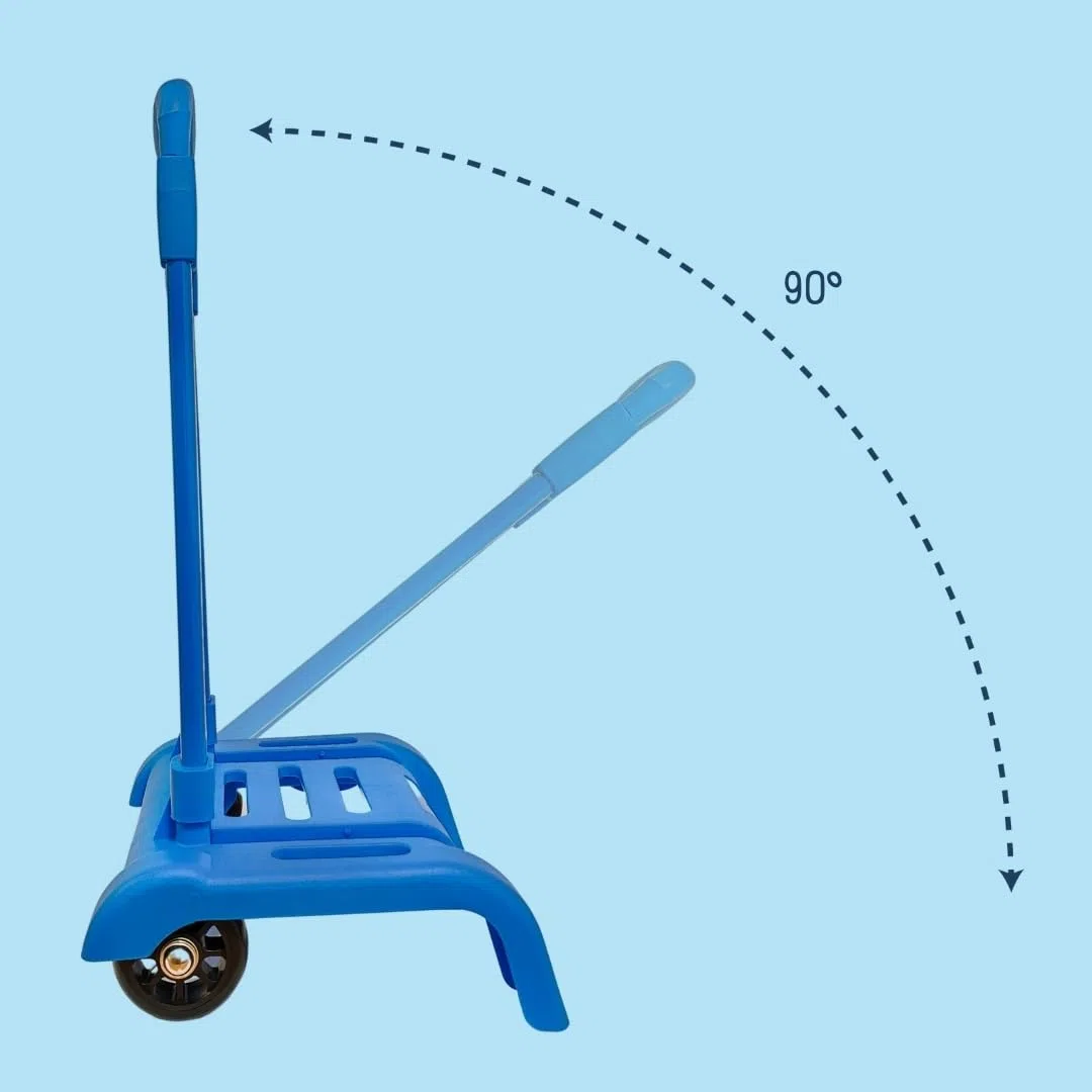 RAYLU PAPER - Carrello porta zaini scuola pieghevole, leggero e resistente con ruote in gomma e maniglia estraibile, carrello per zaini scolastici dimensioni 86 x 27 x 26 cm (blu chiaro)