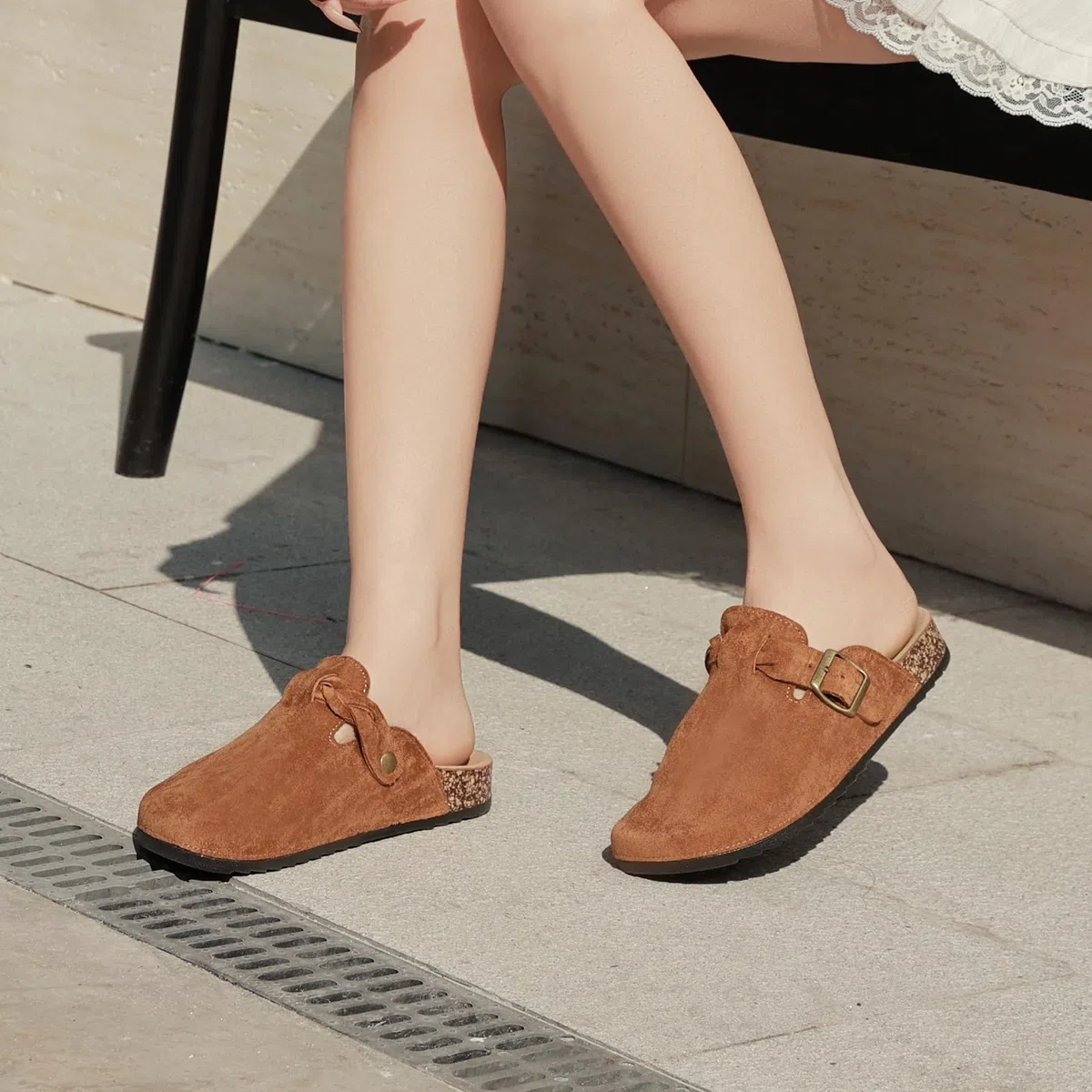 Sabot Uomo Ciabatte Donna,Zoccoli in Pelle con Sottopiede in Sughero,Sandali Uomo/Donna Pantofole in Pelle Scarpe da Giardino Traspirante