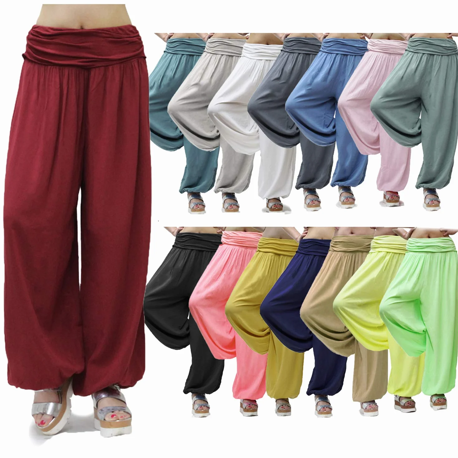 GLAMEXX24 Pantaloni Harem Donna, Larga Casual Pantaloni da Yoga con Tasche, Estivi Pantaloni Sportivi Leggeri per Jogging, Danza, Pilates