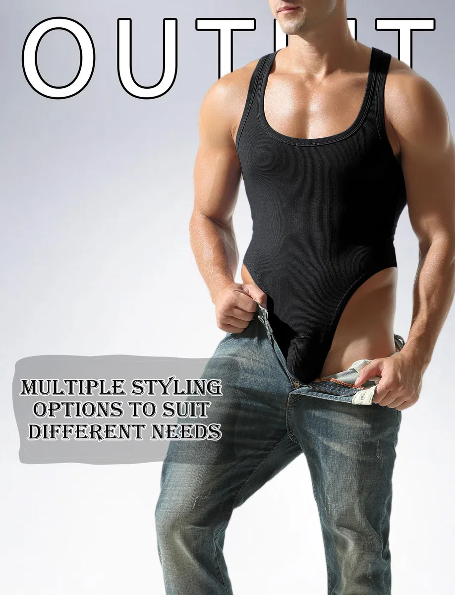 FEOYA Body da uomo senza maniche, tuta da uomo, elastico, leggero, a compressione, biancheria intima wrestling singlets