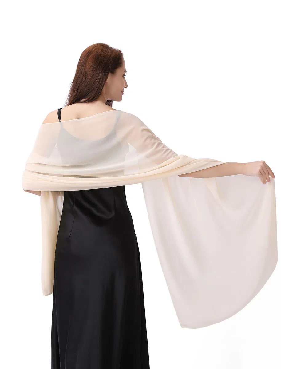 CHUNG Scialle da donna in chiffon, morbido, leggero, elegante, sciarpa lunga, accessorio per abito da sera, ideale come regalo per matrimoni