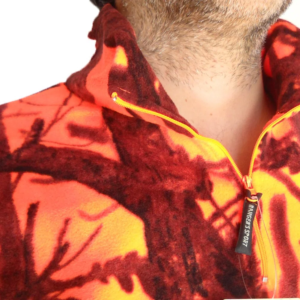 Fratelliditalia Maglia Maglione Pile Arancio Caccia Cinghiale Foresta Zip Bosco Neve Felpa Uomo
