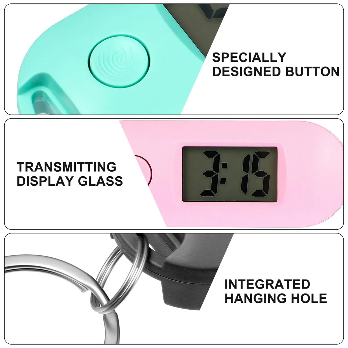 iplusmile Portachiavi Portachiavi Orologi Da Tasca Portatile Orologio Digitale Piccolo Orologio Elettronico Con Clip Della Catena Orologi Per Zaini Bambini Studenti (6 Pezzi) Sveglia, come mostrato
