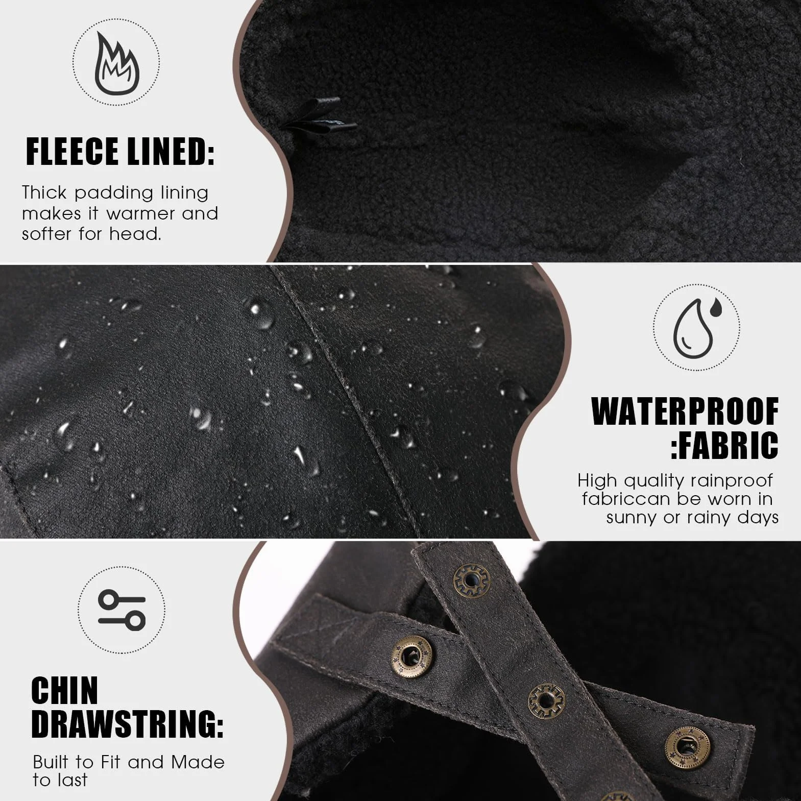 TOP-EX Oversize Impermeabile XXL XXXL Uomo Pilota Earflap Aviator Inverno Faux Leather Hat Caccia Trapper Outdoor