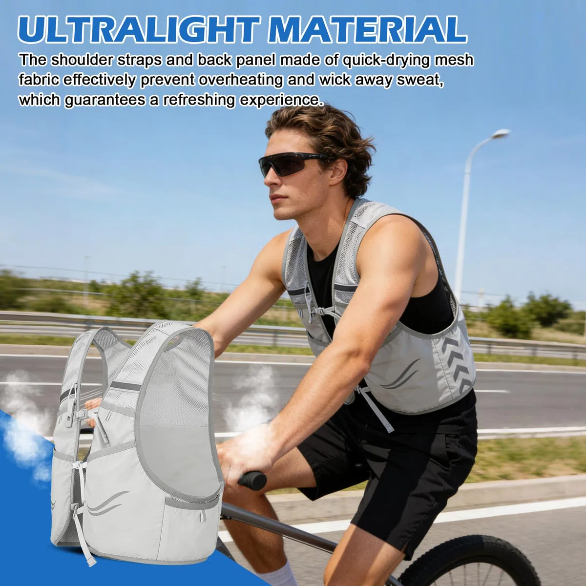 BORDEAG Gilet da corsa per uomo e donna, con 2 Soft Flasks da 500 ml, per corsa, ciclismo, sentieri, maratone, jogging