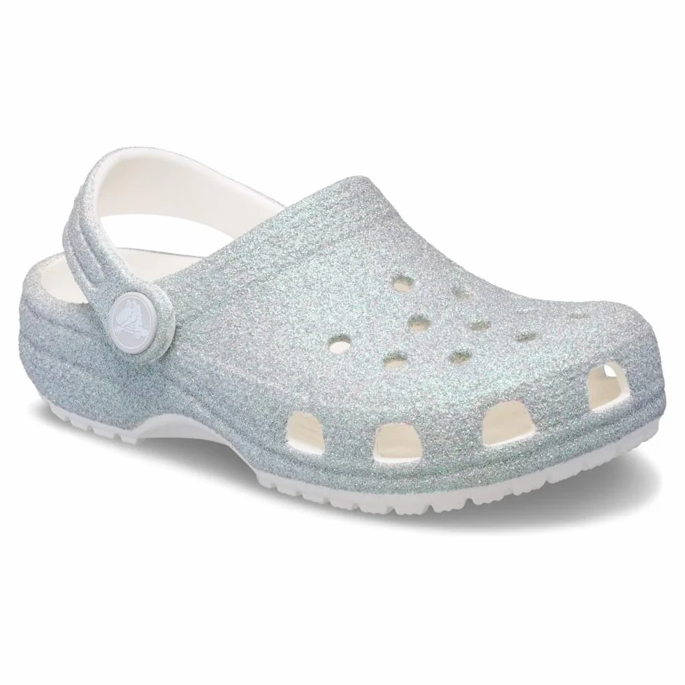 Crocs Classic Iridescent Glitter Cgk, Zoccoli Unisex - Bambini e Ragazzi, Bianco, 30/31 EU