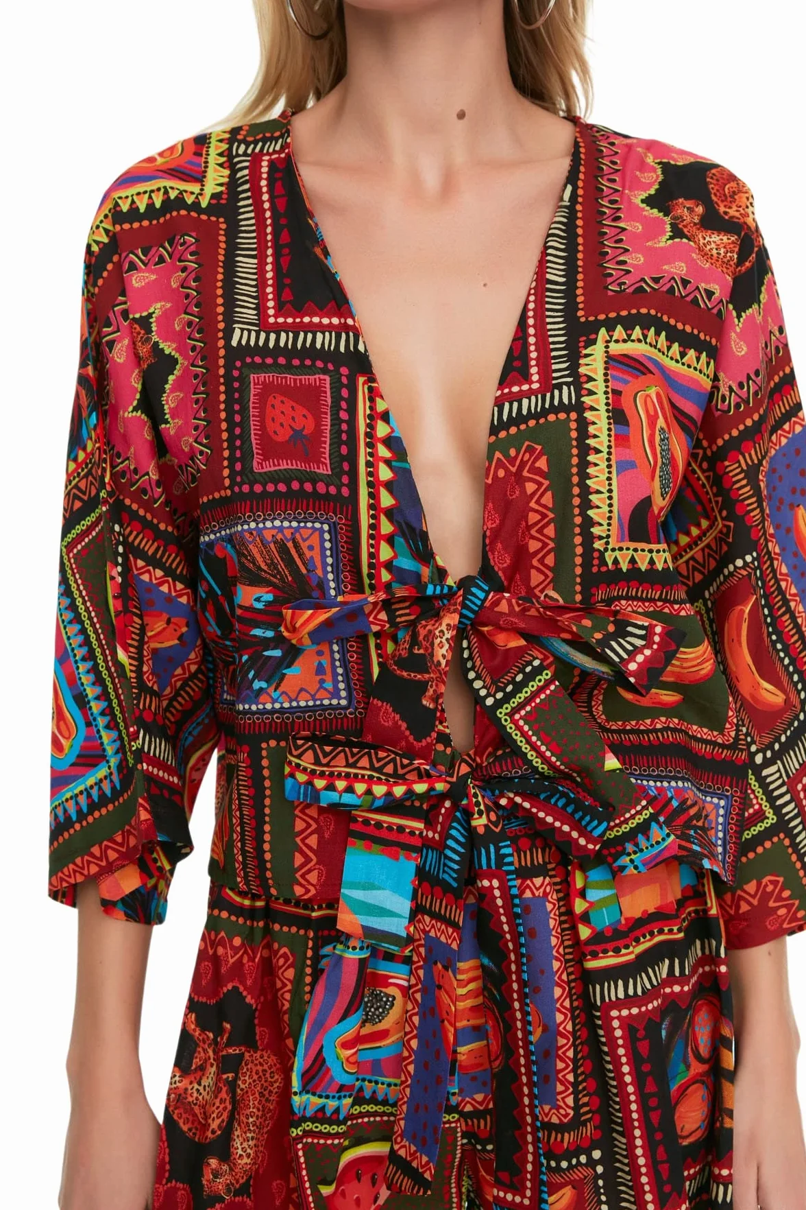 Trendyol Set di Due Pezzi Tessuto con Stampa Paesaggistica Donna Camicia