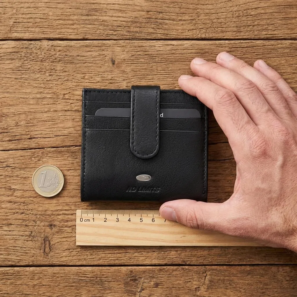 No Limits Porta Carte di Credito Uomo in Vera Pelle, Portafoglio Slim, Con Protezione RFID, Con Scatola, Nero