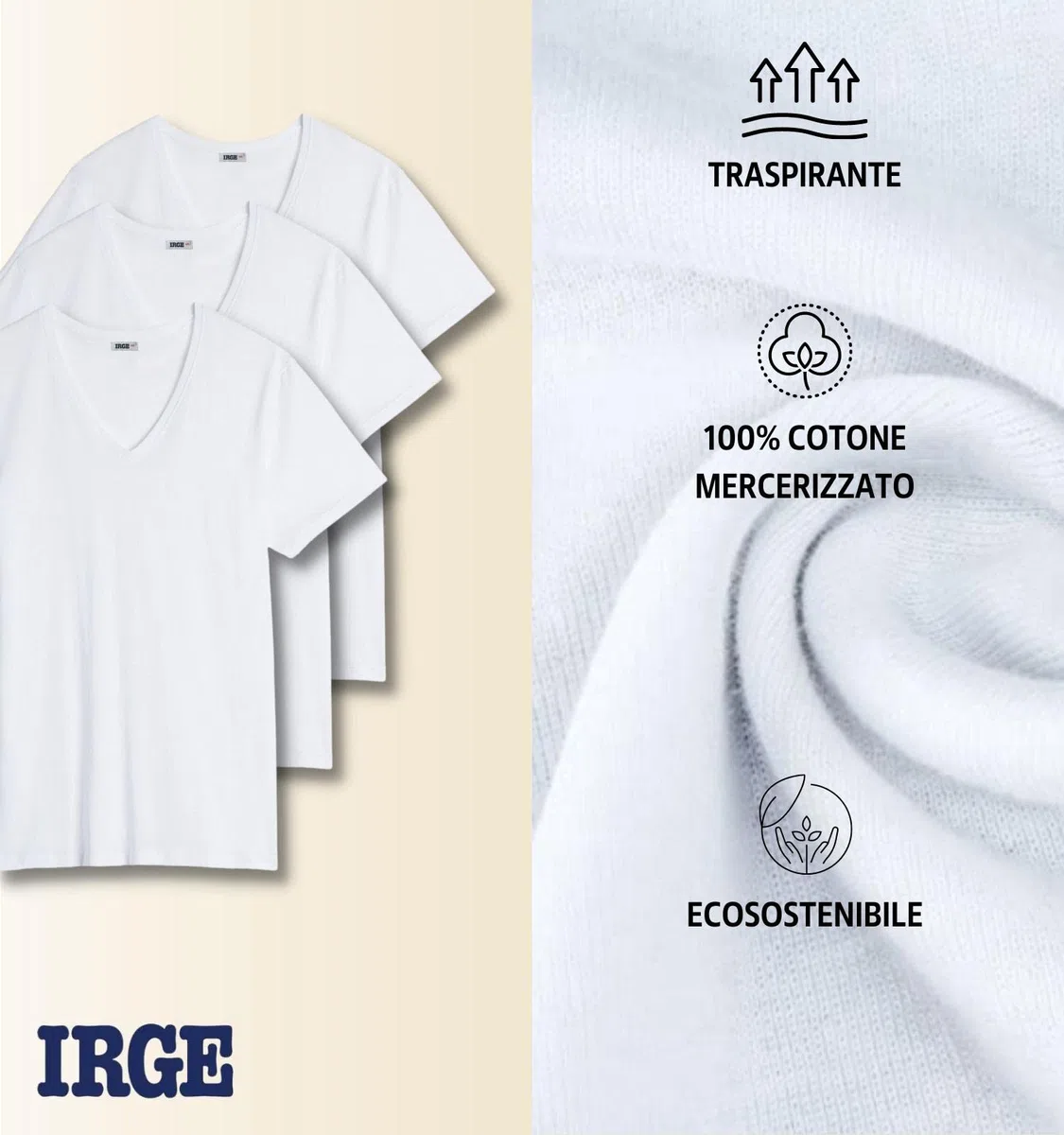 Magliette Intime da Uomo Cotone Scollo V (Pacco da 3) Cotone Intime Maniche Corte Bianca e Colorate IRM2