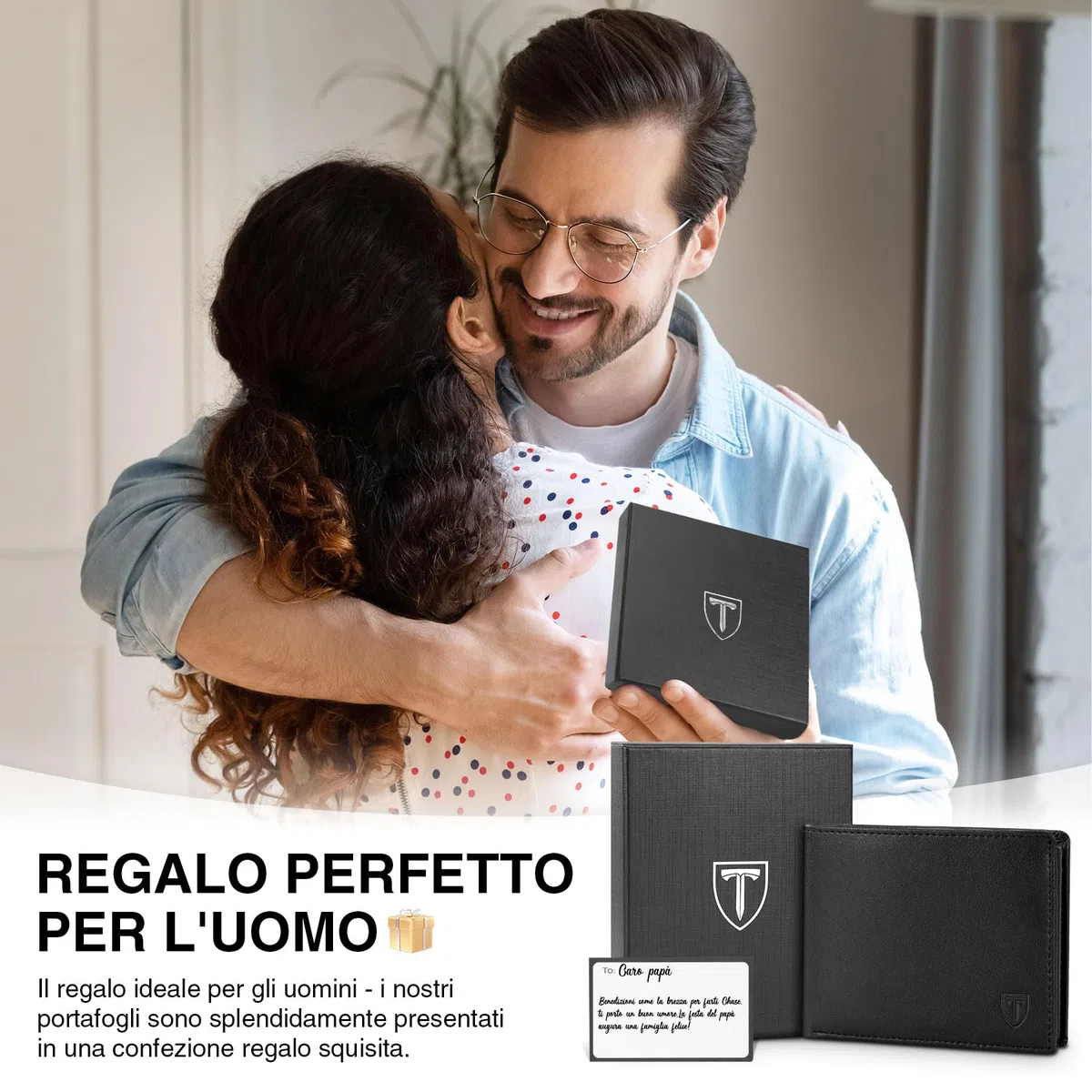 TEEHON Portafoglio Uomo RFID Blocking Portafoglio Uomo Slim Pelle in Microfibra con 13 Porta Carte di Credito Uomo, ID Window, Foto Window, Scomparti per Banconote, Confezione Regalo - Nero