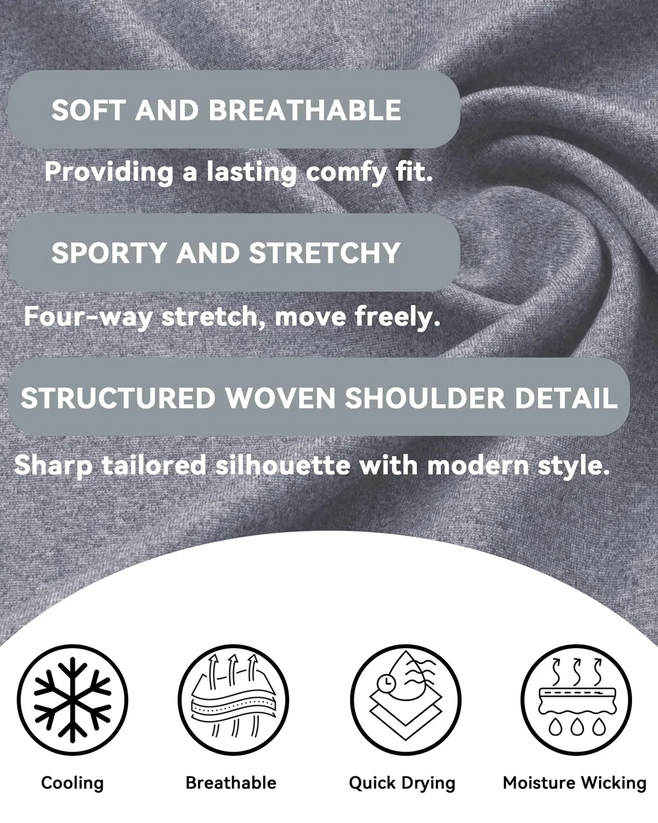 AMZSPORT Polo Uomo Manica Corta Sportiva Golf Tennis Zip Pocket Sport T-Shirt Asciugatura Rapida Traspirante per L'Ufficio con Colletto e Bottoni