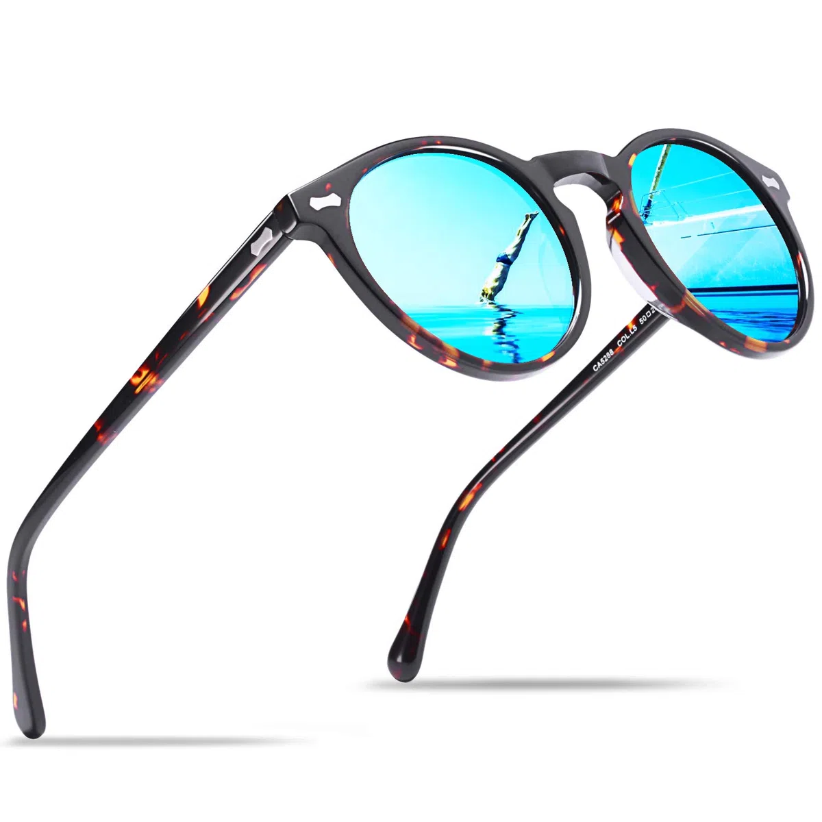 Carfia Retro Occhiali da Sole da Uomo Polarizzati Occhiali Unisex per Uomo e Donna con Struttura in Acetato e Protezione UV400