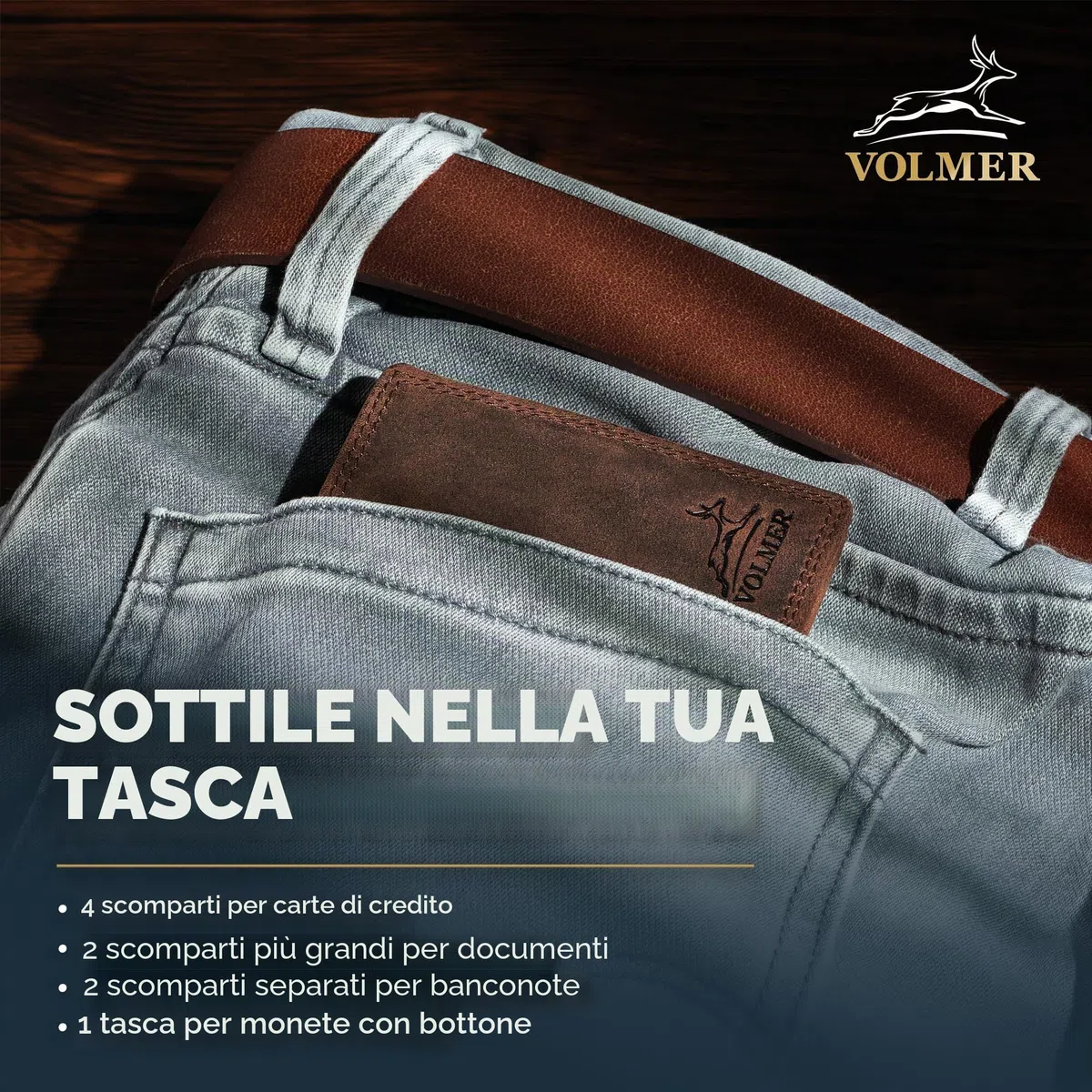 Portafoglio in vera pelle, Slim, confortevole e molto robusto PROTEZIONE RFID #Easycomfort (brown/marrone)