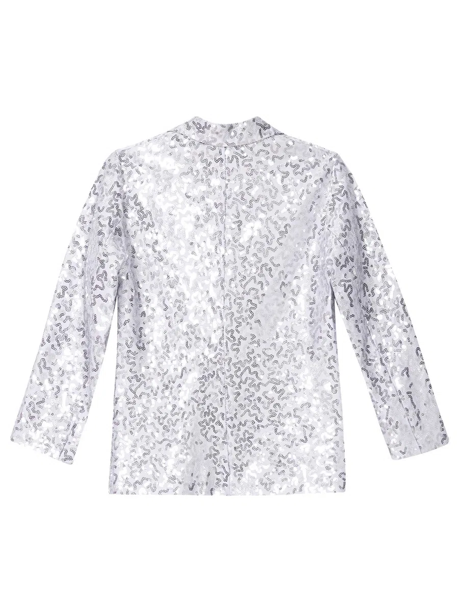 inhzoy Giacca Paillettes Bambino Abito da Cerimonia Sera Party Giacca Elegante Brillantini Blazer Cappotto Abito da Batessimo Festa Party Slim Fit Smoking Waistcoat