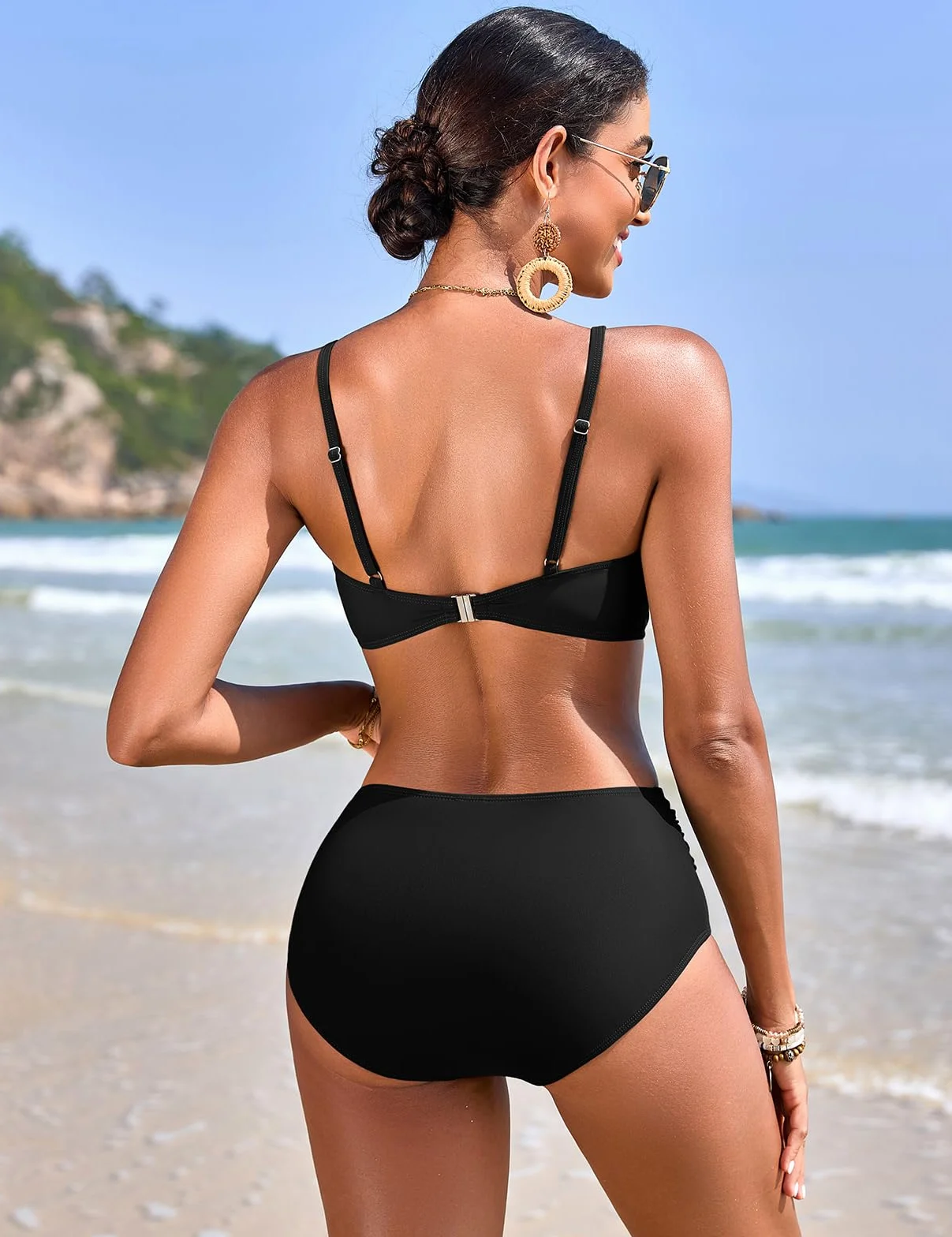 UMIPUBO Costume Donna Due Pezzi Bikini Pancia Pieghe Contenitivo Collo A V Sexy Curvy Modellante Vita Alta Push Up Schiena Nuda Con Coppe Mare Costume Da Bagno