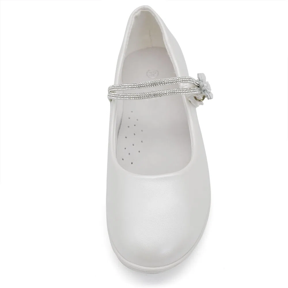 IF Scarpe Ballerine da Bambina Ragazza Perline Fiori Cerimonia Gioiello Comunione W7052