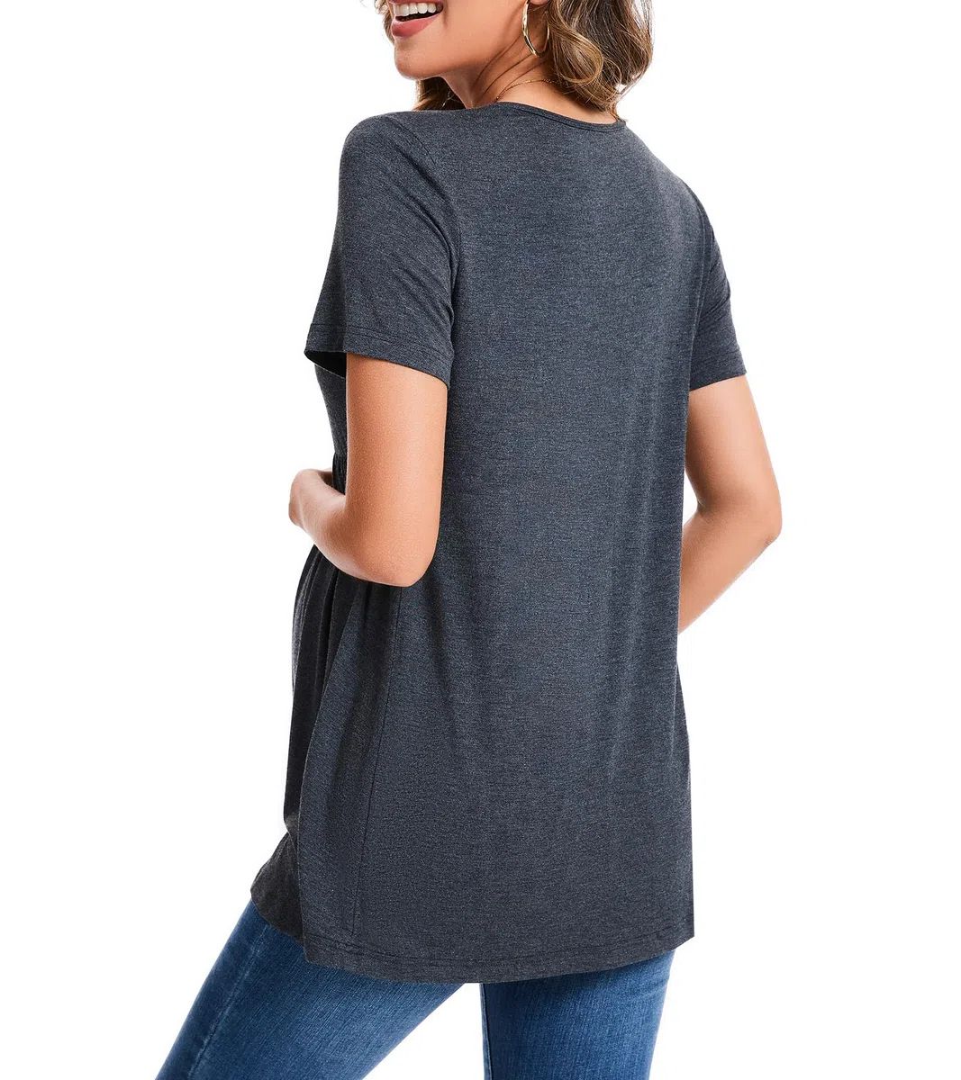 Maglietta da maternità Carina Estate Maniche Corte Top Casual con Volant Peplum per Lavoro