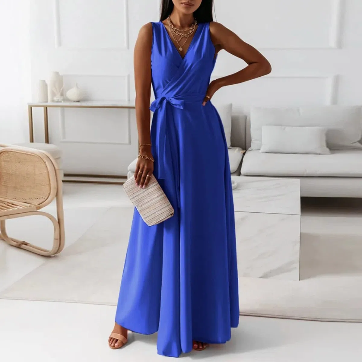 Vestito Donna Elegante Spaghetti Cerimonia Abito da Donna Eleganti da Sera Sposa Lunghi Ruffled Banchetto alla Moda Ballo Abiti Vintage Cocktail Party Vestito Donna Elegante Casual