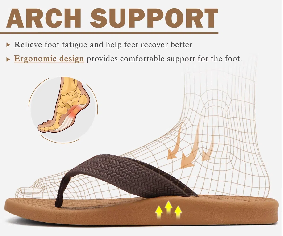 KuaiLu Infradito Uomo Estive Morbide Pelle Ciabatte Comode Arch Support Spiaggia Piscina Sandali Cuoio Mare Leggere Antiscivolo Gomma Suole