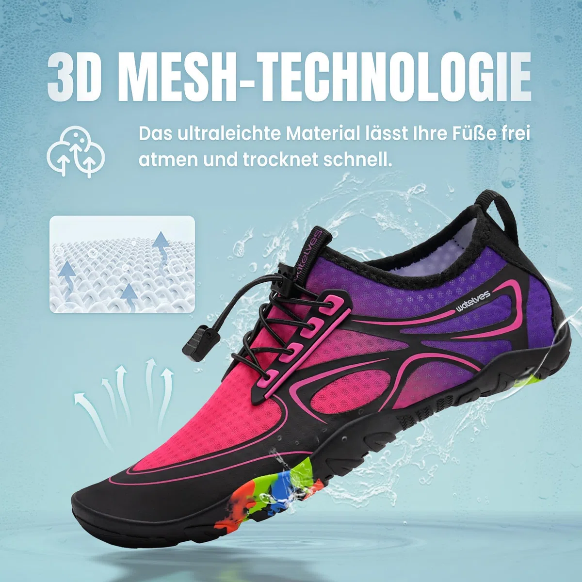 WateLves Scarpe da Bagno Scarpe da Acqua Donne Uomini Asciugano Velocemente e Indossano Velocemente Scarpe da Spiaggia, per Sub, Surf, Sport Acquatici, Escursionismo, Yoga, Oggi,36-48EU