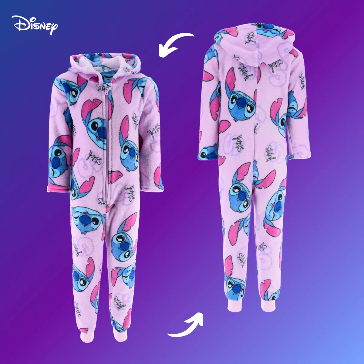 Disney Stitch Pigiama per Ragazze, Pigiama Intero per Bambina in Morbido Pile, Taglie 6 a 12 Anni