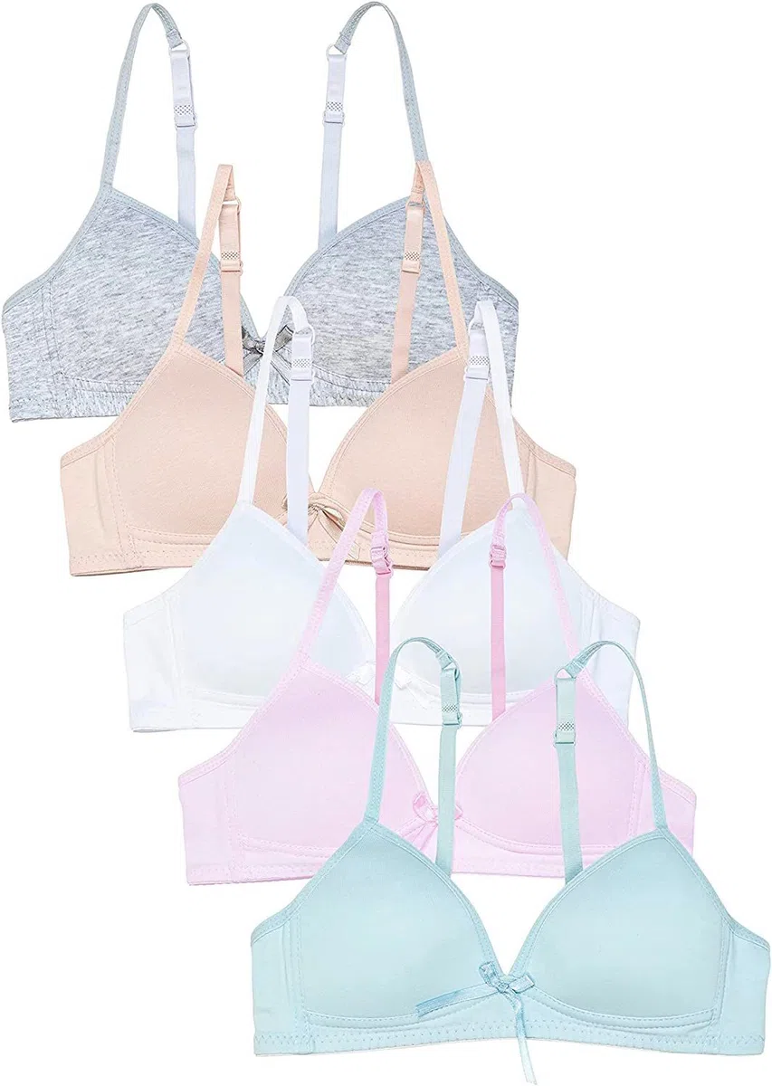 Reggiseno da bambina, in cotone, senza ferretto, tinta unita, spalline regolabili, coppa A