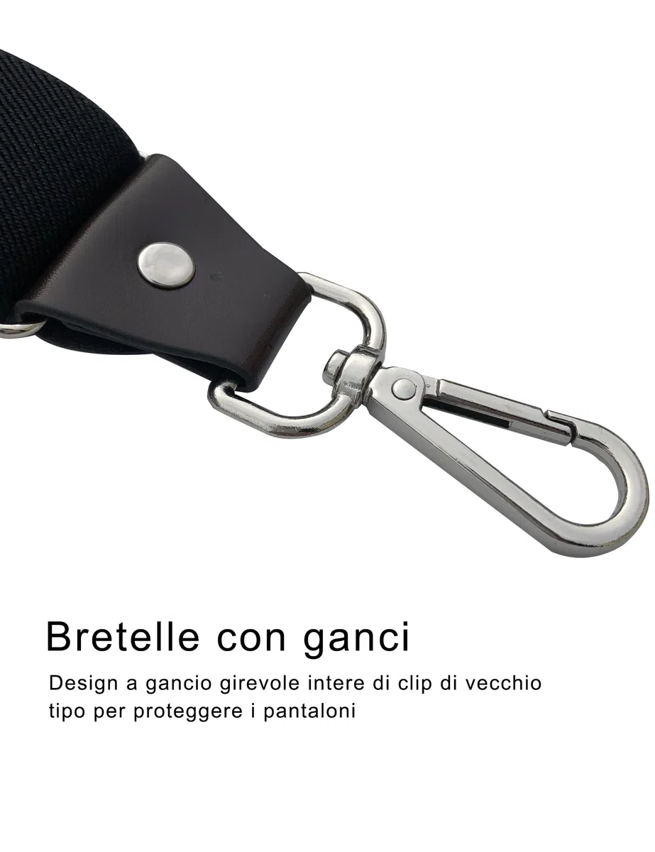 Bretelle da uomo extra forti 3,5 cm di larghezza con ganci girevoli e cinghie elastiche Y-back per jeans
