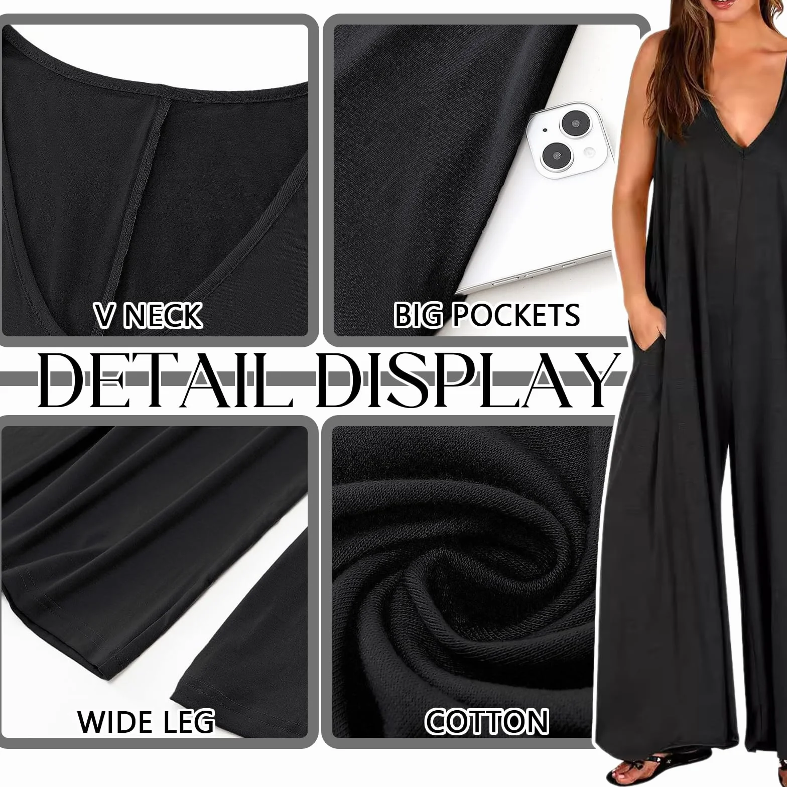 Salopette Donna Casual Baggy Jumpsuit Estiva Tuta Allentata Senza Maniche Overall Sciolto Gamba Larga Pantaloni Taglie Forti Comoda Pagliaccetto con Tasche