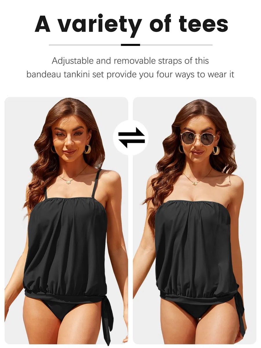 CheChury Donna Tankini Set Costume da Bagno a Due Pezzi Push up Removable Reggiseno Bagno per Donna Beachwear Stampa Floreale Swimwear con Pantaloncini Swimwear Set Beachwear