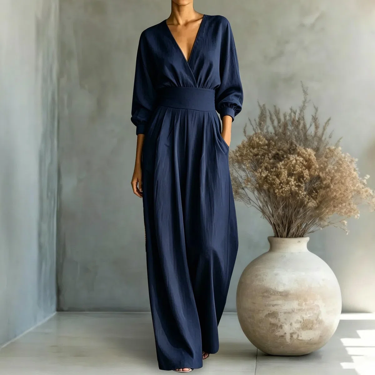 Tuta Elegante Donna Cerimonia Scollo a V Jumpsuit Estive Casual Piece Romper Tute da Monopezzi e Tutine Lunghe a Gamba Larga Completi Eleganti S-5XL