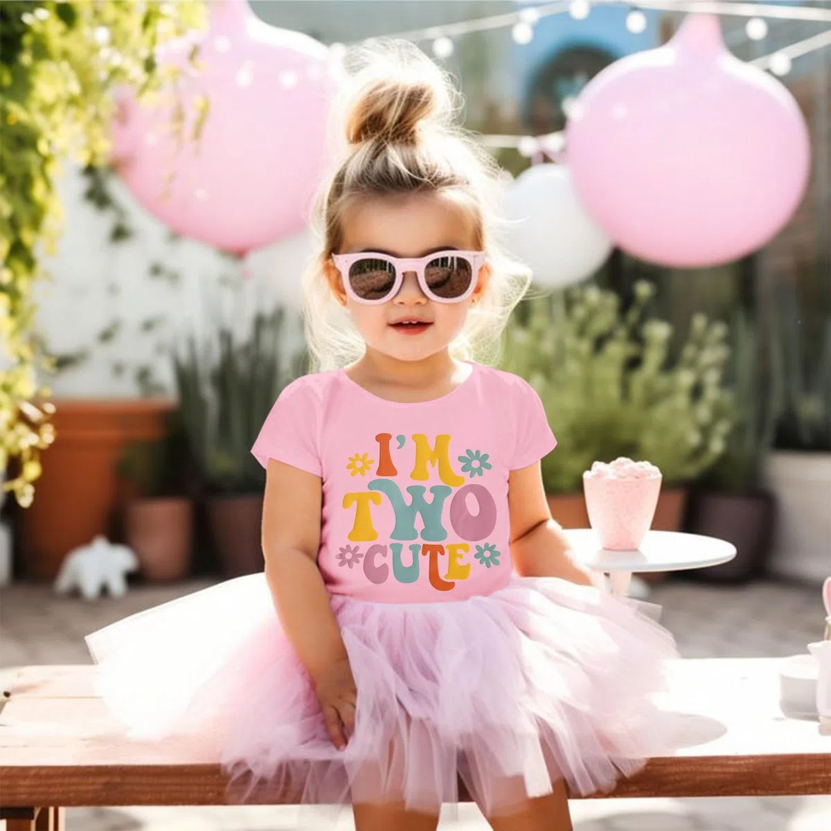 Maglietta per il 2° compleanno per ragazze "I'm Two Cute" Stampante Shirt Secondo Compleanno Camicie Festa di Compleanno Abbigliamento Estivo Manica Corta Top Morbido Girocollo Tshirt 2 Anni Bambini