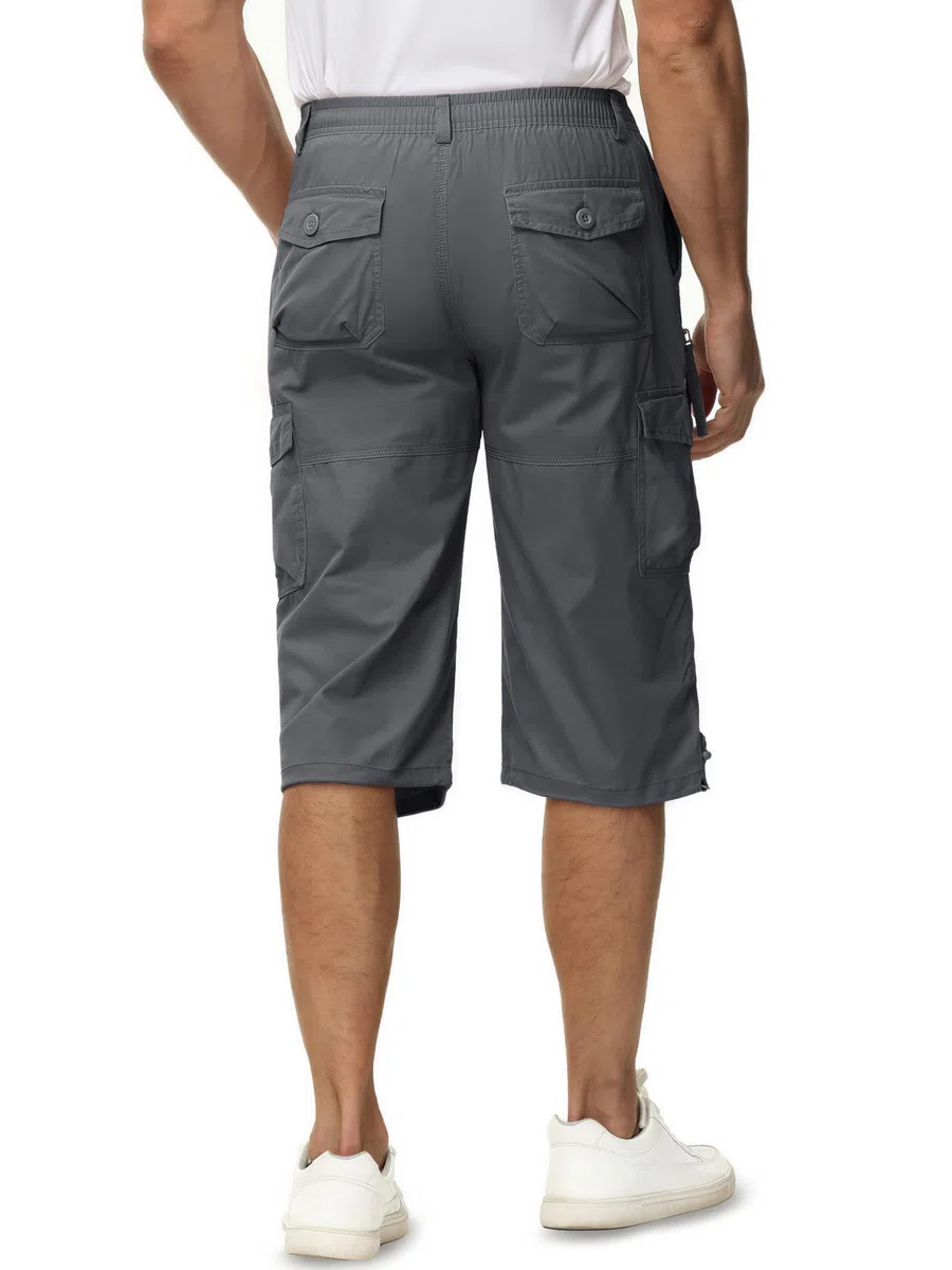 TACVASEN Pantaloncini Cargo in 100% Cotone 3/4 Casual con Molte Tasche per Uomo