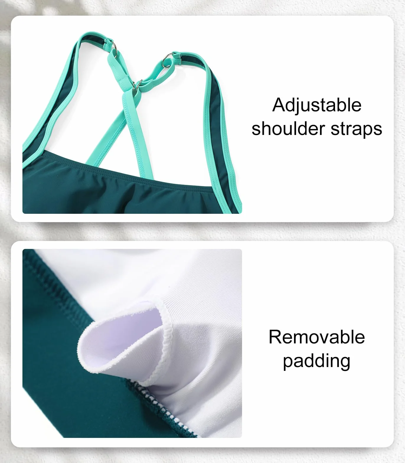 Adigaber Costume a Due Pezzi Donna Vita Media Monocolore Donna a Due Pezzi Bikini Abbigliamento da Spiaggia Imbottito Sportivo