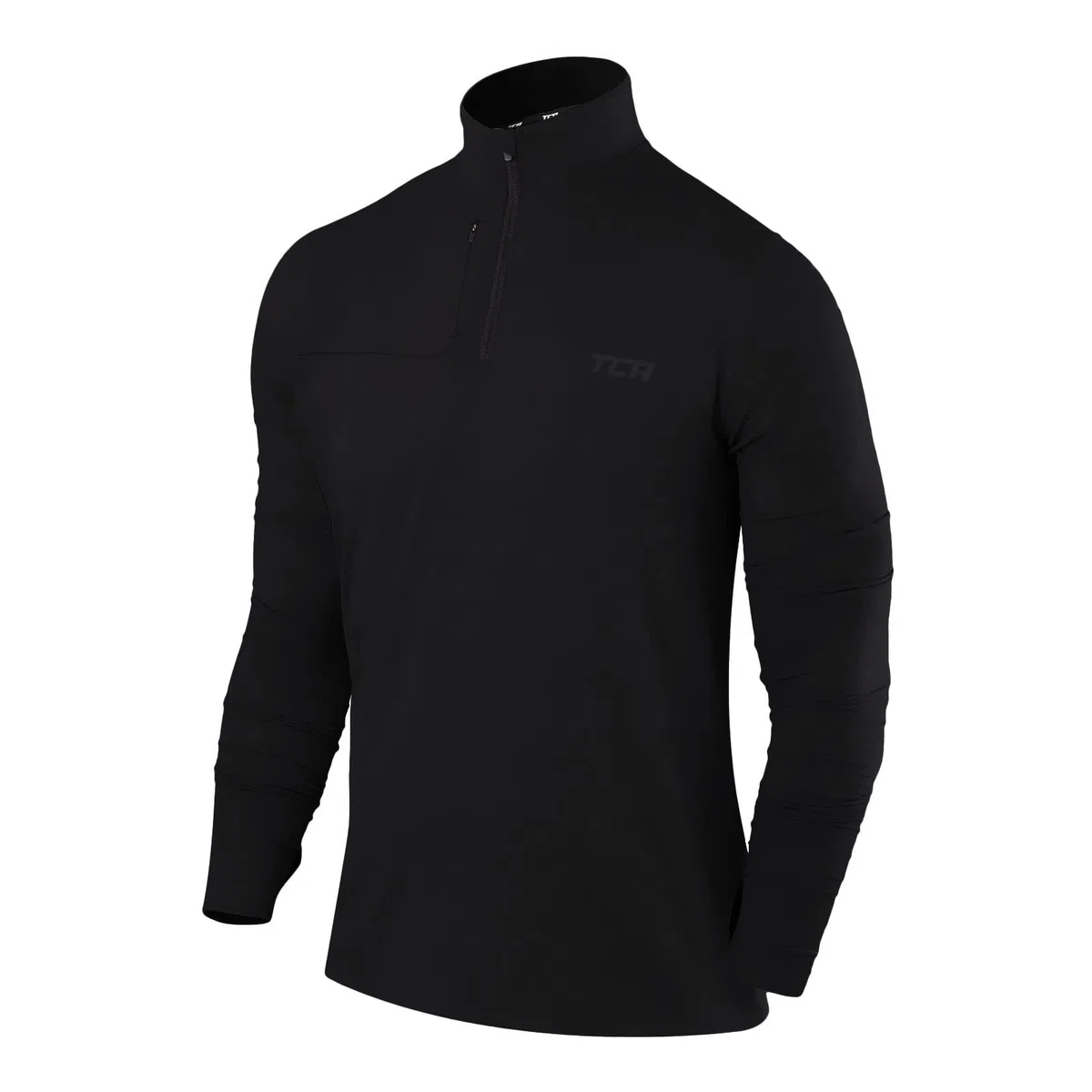 TCA Maglia Termica Uomo Fusion PRO - Sottogiacca Moto con Maniche Lunghe e Zip - Maglia Termica Tecnica Uomo con Manica Lunga - Abbigliamento Termico Moto e da Corsa - Tecnologia Quickdry