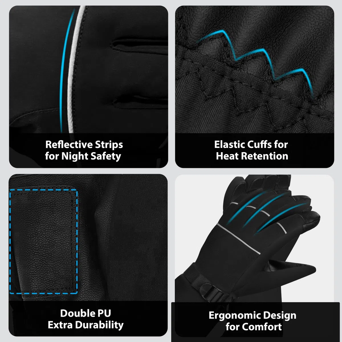 Guanti da Sci Impermeabili Termici, Touchscreen Antivento per Uomo Donna, per Sci, Snowboard, Ciclismo, Corsa in Inverno