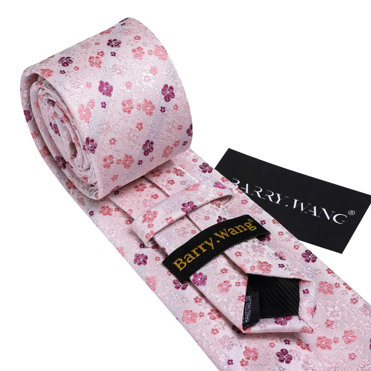 Barry.Wang Cravatta floreale con fiore spilla da uomo in seta cravatta tascabile gemelli quadrati set formale festa di nozze affari