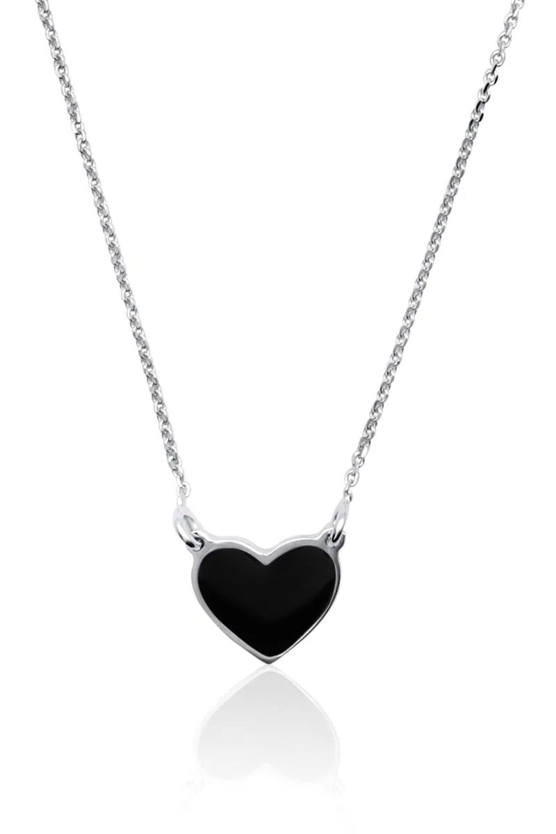 Aka Gioielli® - Collana con Ciondolo Cuore Colorato in Argento 925 Rodiato, Smaltato Dipinto a Mano, Regalo Donna e Ragazza