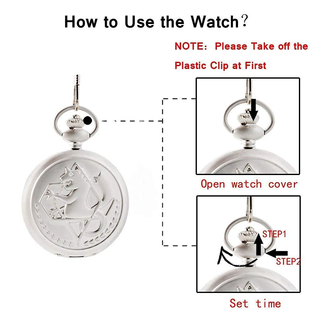 Fullmetal Alchemist Anime Cosplay Accessori Quarzo Orologio da Tasca con Catena