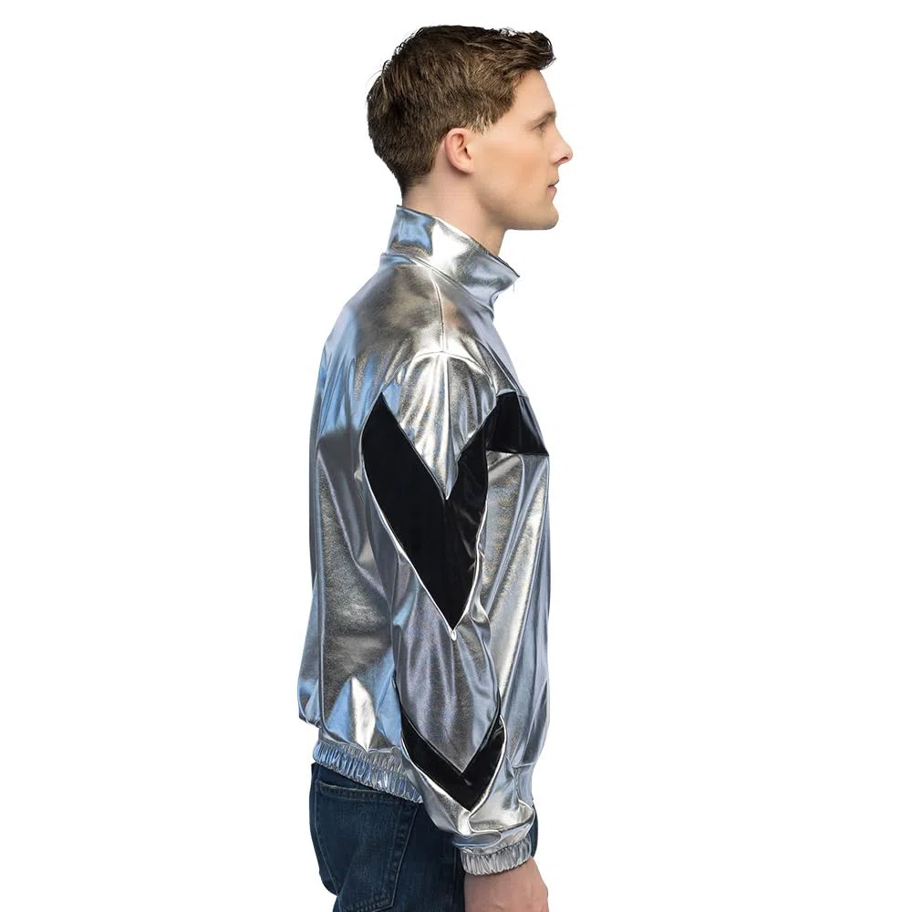 Boland - Giacca effetto metallizzato, giacca da allenamento per donna e uomo in stile retrò, costume di gruppo per feste a tema, carnevale